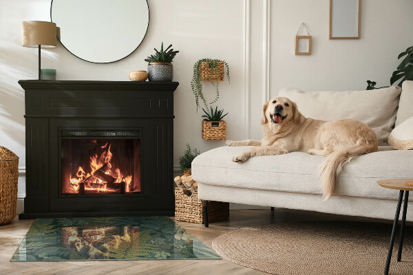 Obdĺžnikové sklo pod kachle Rastlinné vzory s motýľmi