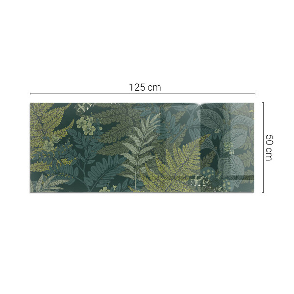 Obdĺžnikové sklo pod kachle Rastlinné vzory s motýľmi