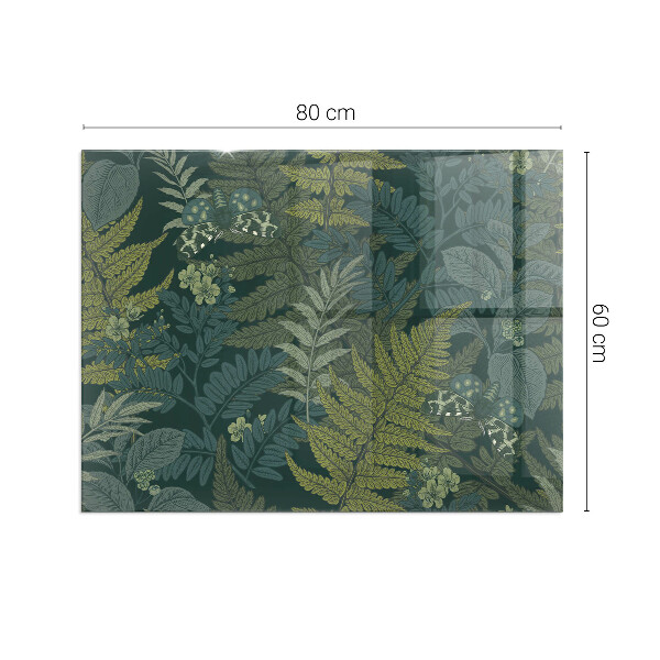 Obdĺžnikové sklo pod kachle Rastlinné vzory s motýľmi