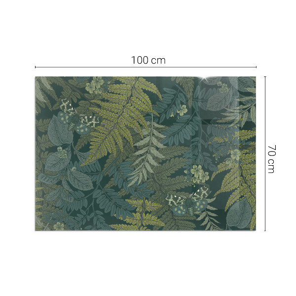 Obdĺžnikové sklo pod kachle Rastlinné vzory s motýľmi