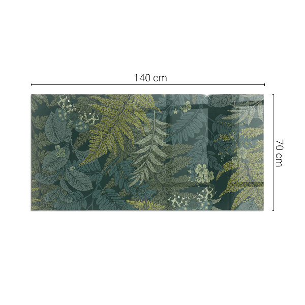 Obdĺžnikové sklo pod kachle Rastlinné vzory s motýľmi