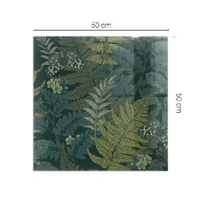 Obdĺžnikové sklo pod kachle Rastlinné vzory s motýľmi