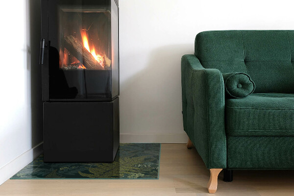 Obdĺžnikové sklo pod kachle Rastlinné vzory s motýľmi