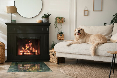 Obdĺžnikové sklo pod kachle Rastlinné vzory s motýľmi