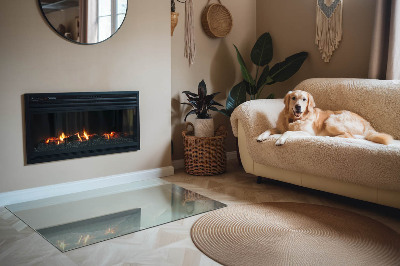 Obdĺžniková podložka pred krb Mramorový motív v jemných tónoch