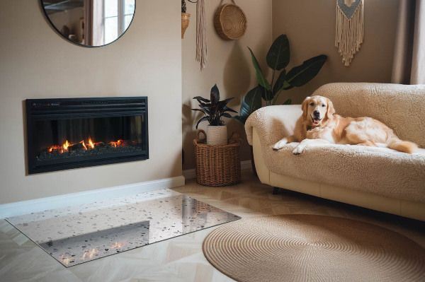 Obdĺžniková podložka pred krb Kamenný vzor s malými akcentmi