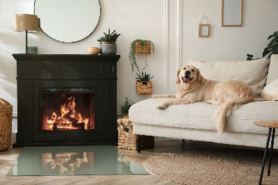 Obdĺžniková sklenená podložka pod krb Olivová farba