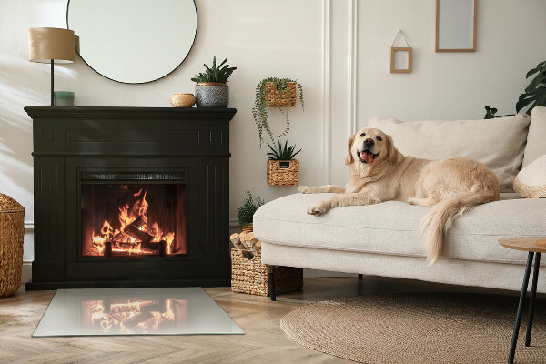 Obdĺžniková podložka pred krb Svetlá krémová farba