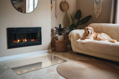 Obdĺžniková sklenená podložka pod krb Farba béžová