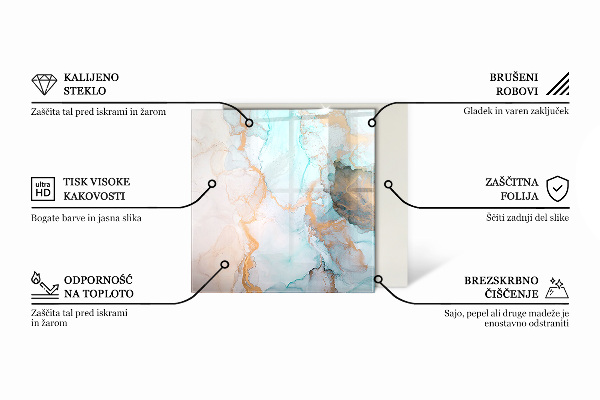 Šesťhranné sklo pod krbové kachle Mramorová textúra v elegantnom štýle