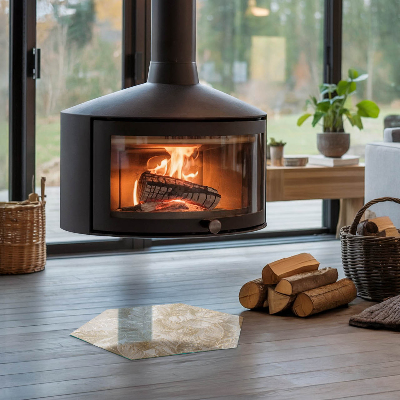 Šesťhranná sklenená podložka pod krb Jemné vzory listov