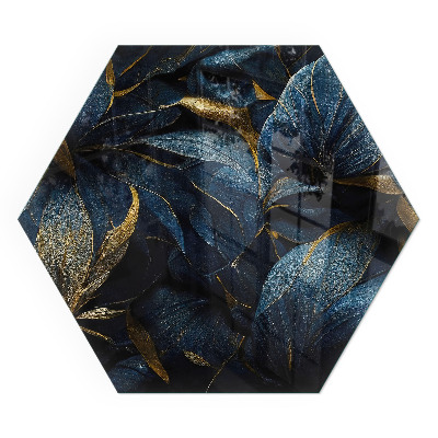 Šesťhranná sklenená podložka pod krb Štýlové listy v štruktúre