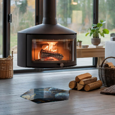 Šesťhranná sklenená podložka pod krb Štýlové listy v štruktúre