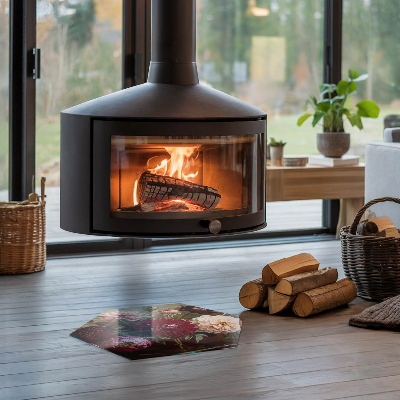 Šesťhranná podložka pod kachle Kvetinový detail v plnom kvete