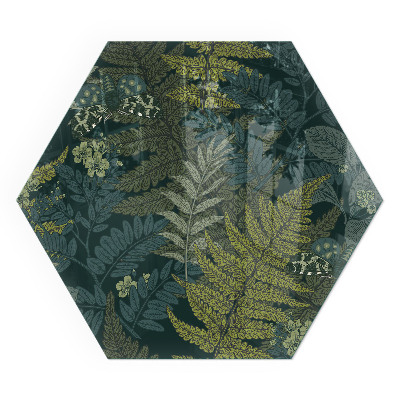 Šesťhranné sklo pod krbové kachle Rastlinné vzory s motýľmi