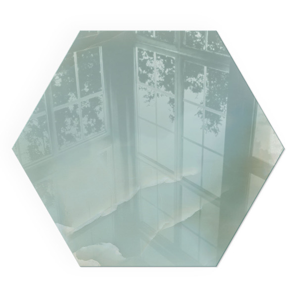 Šesťhranná podložka pod kachle Mramorový motív v jemných tónoch