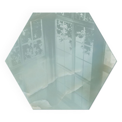 Šesťhranná podložka pod kachle Mramorový motív v jemných tónoch