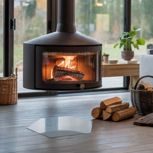 Šesťhranné sklo pod krbové kachle Farba sivá