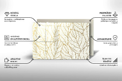 Sklenená tácka pod sviečku Line-art listov vzor