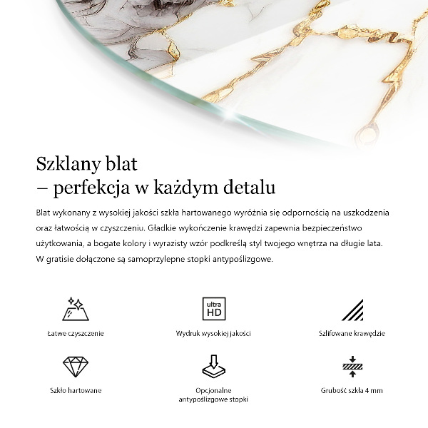 Okrúhla stolová doska Elegantný mramor so žilami