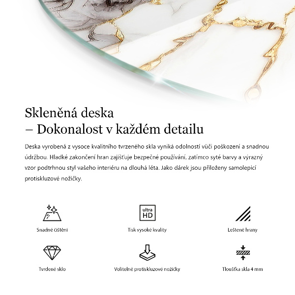 Okrúhla stolová doska Mramorový vzor so žilami