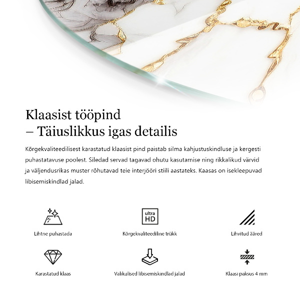 Okrúhla stolová doska Mramorový vzor so žilami