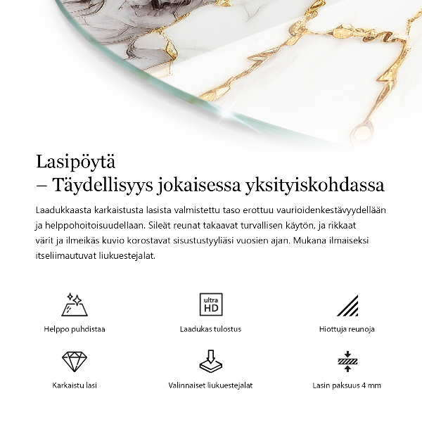 Okrúhla stolová doska Mramorový vzor so žilami