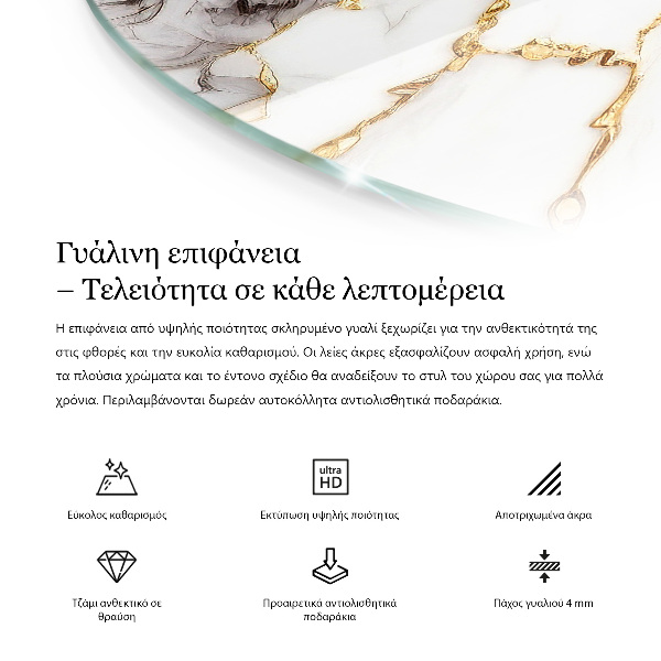 Okrúhla stolová doska Mramorový vzor so žilami