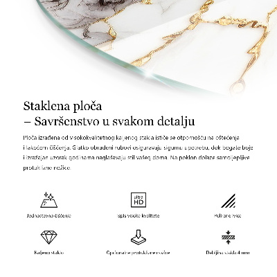 Okrúhla stolová doska Mramorový vzor so žilami