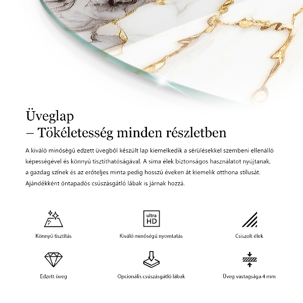 Okrúhla stolová doska Mramorový vzor so žilami