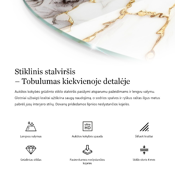 Okrúhla stolová doska Mramorový vzor so žilami