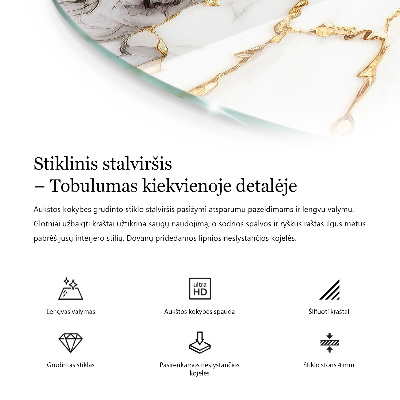 Okrúhla stolová doska Mramorový vzor so žilami
