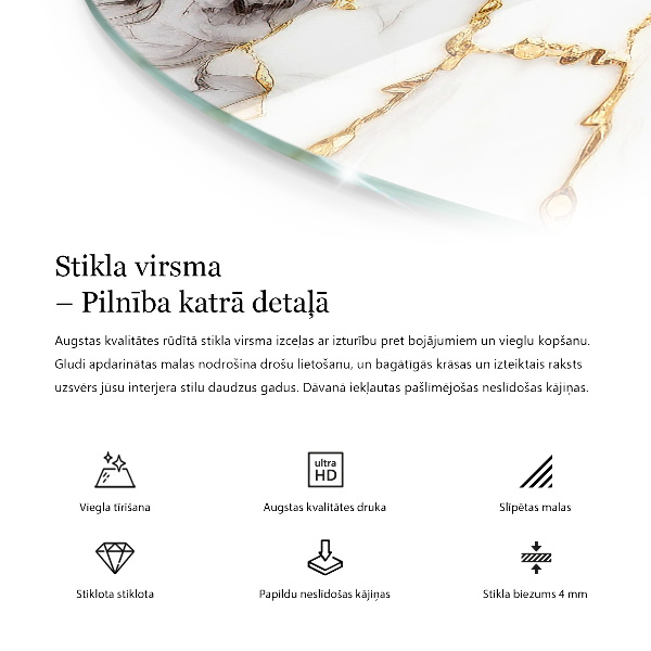 Okrúhla stolová doska Mramorový vzor so žilami
