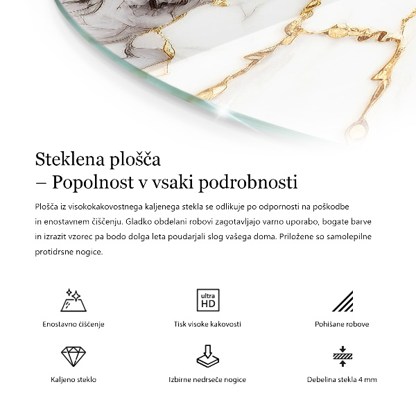 Okrúhla stolová doska Mramorový vzor so žilami