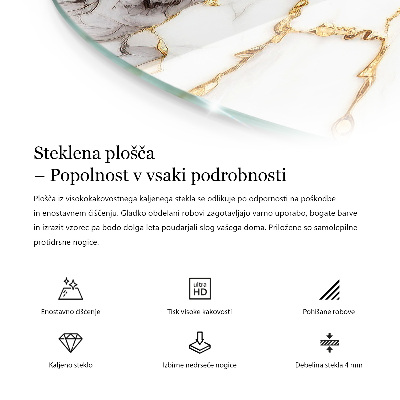 Okrúhla stolová doska Mramorový vzor so žilami