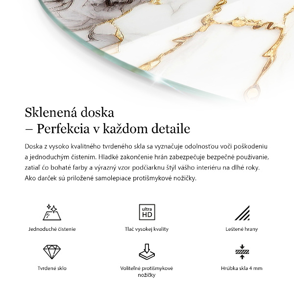 Okrúhla stolová doska Mramorový vzor so žilami