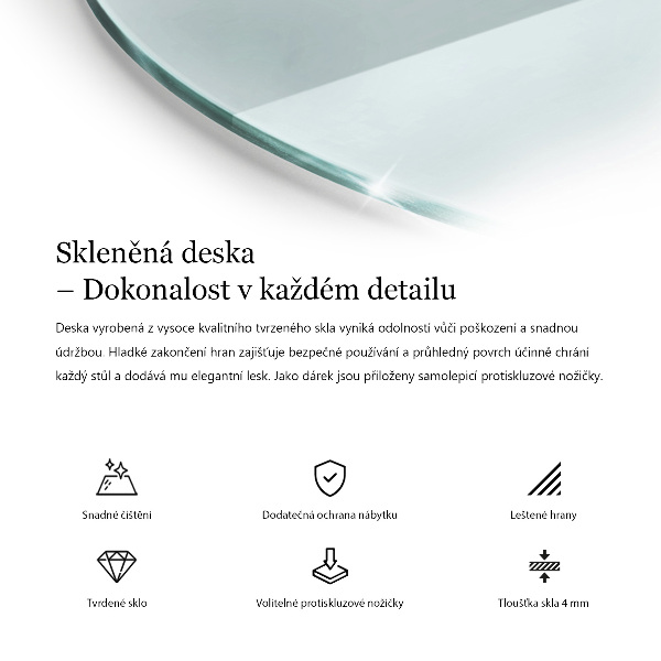 Okrúhla doska na stôl Transparentná
