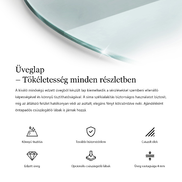 Okrúhla transparentná doska na stôl doska na stôl