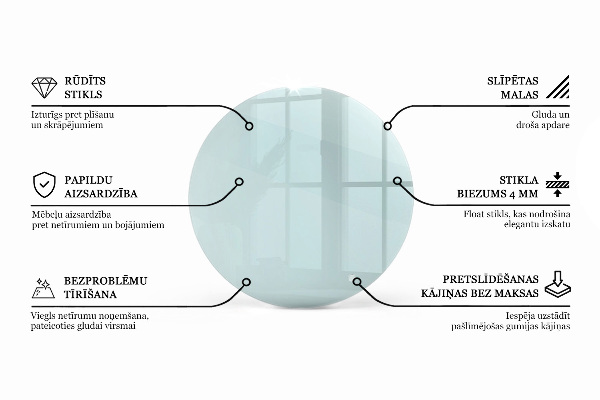 Okrúhla doska na stôl Transparentná
