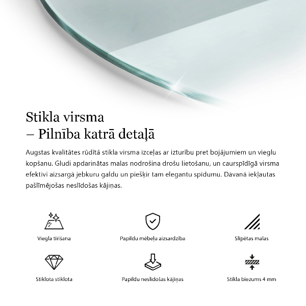 Okrúhla doska na stôl Transparentná