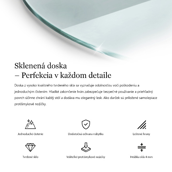 Okrúhla transparentná doska na stôl doska na stôl