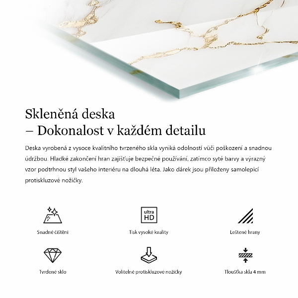 Obdĺžniková doska na stôl Mramor s jemnými žilkami