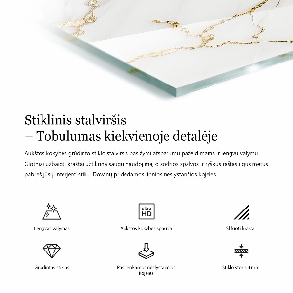 Obdĺžniková doska na stôl Mramor s jemnými žilkami