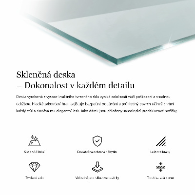 Transparentná obdĺžniková stolová doska