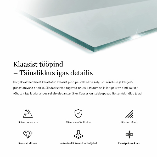 Transparentná obdĺžniková stolová doska