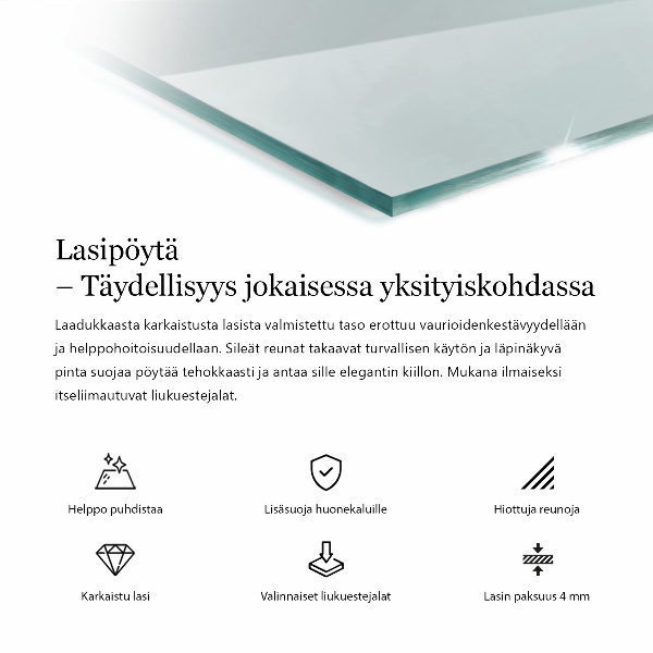 Transparentná obdĺžniková stolová doska