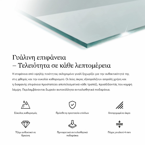 Transparentná obdĺžniková stolová doska