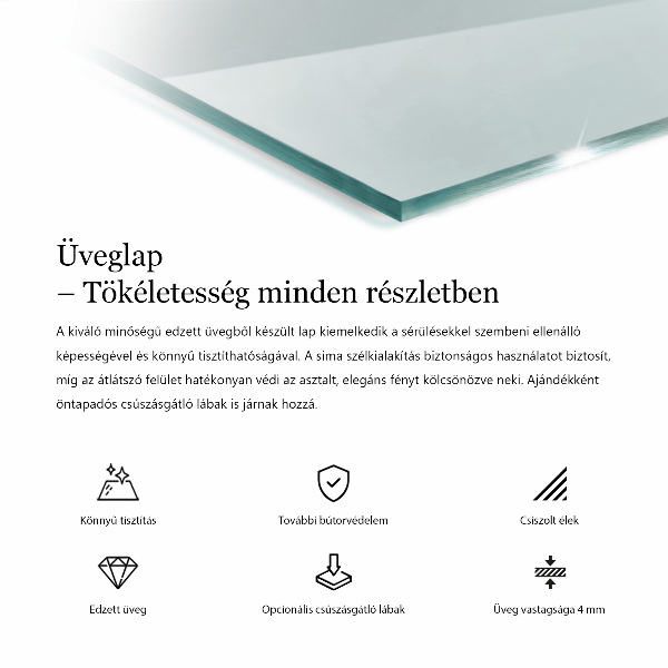 Transparentná obdĺžniková stolová doska