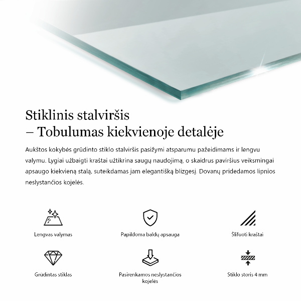 Transparentná obdĺžniková stolová doska