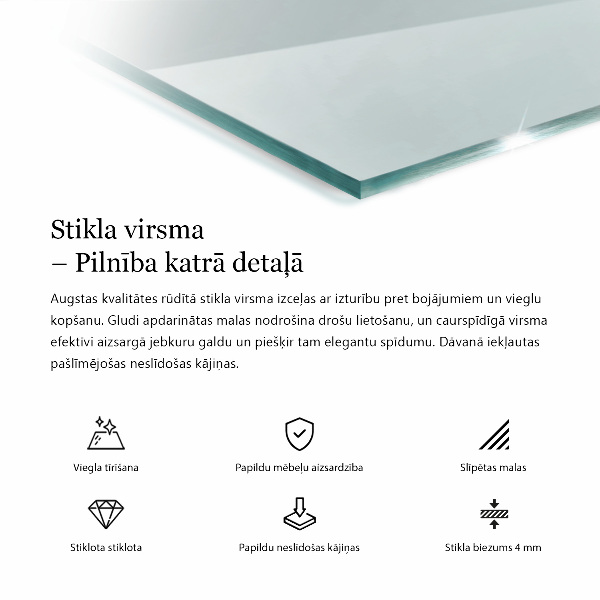 Transparentná obdĺžniková stolová doska